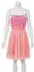 Strapless Flowered Sequined Short Dress in Pink/Peach